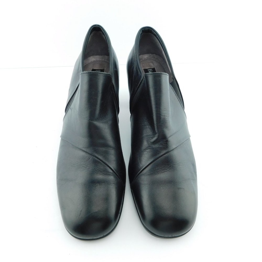 BEAUTIFEEL Black Leather Block Heel Slip-on Pumps 40
